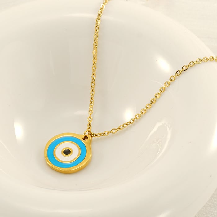 1 piece simple series classic eye titanium steel  gold plated women pendant necklaces h5Picture2